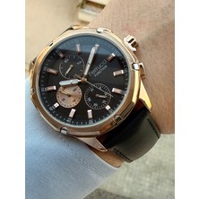 Ferrucci Kordonu Siyah Deri Fonksiyonlu Erkek Kol Saati