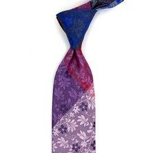Kravatkolik Çiçek Desen Çok Renkli Patchwork Klasik Kravat KK13369