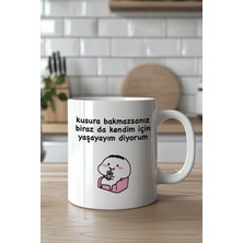 YasBey Design Mizahi Yazılı Sevimli Tasarımlı 330ML Baskılı Beyaz Seramik Kupa Bardak