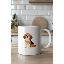 YasBey Design Sevimli Köpek Desenli 330ML Baskılı Beyaz Seramik Kupa Bardak