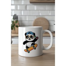 YasBey Design Sevimli Panda Desenli 330ML Baskılı Beyaz Seramik Kupa Bardak