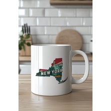 YasBey Design Newyork Temalı 330ML Baskılı Beyaz Seramik  Kupa Bardak
