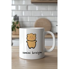 YasBey Design Sevimli Ayıcık Figürlü 330ML Baskılı Beyaz Seramik  Kupa Bardak