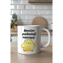 YasBey Design Mizahi Yazılı Sevimli Tasarımlı 330ML Baskılı Beyaz Seramik Kupa Bardak