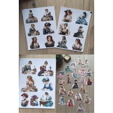 Kolbi Craft 40 Adet Victorian Lady Sticker Bullet Journal Scrapbook Laptop Sticker Vintage Kadın Bundle