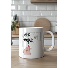 YasBey Design Ingilizce Mizahi Yazılı 330ML Baskılı Beyaz Seramik Kupa Bardak