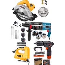 PremiumPort Premium 4'lü Usta Seti: Kırıcı, Delici, Akülü Matkap, Testere, Dekupaj