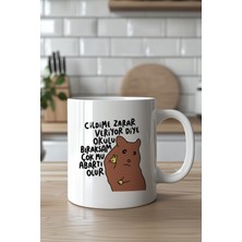 YasBey Design Mizahi Yazılı Sevimli Tasarımlı 330ML Baskılı Beyaz Seramik Kupa Bardak