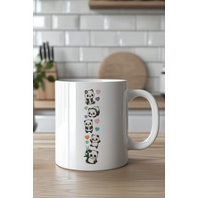 YasBey Design Sevimli Panda Desenli 330ML Baskılı Beyaz Seramik Kupa Bardak