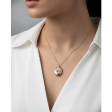 Çelik Kadın Gold Zirkon Renkli Taşlı Alya Anka Kolye
