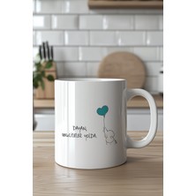 YasBey Design Motivasyon Mesajlı 330ML Baskılı Beyaz Seramik Kupa Bardak