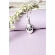 By Barun Resimlik Kolye Oval Madalyon Desenli Gümüş Zincir 925 Ayar Kolye