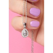 By Barun Damla Kolye Beyaz Zirkon Taşlı 925 Ayar Gümüş Kolye