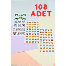 Kolbi Craft 108 Adet Emoji Sticker Seti Sevimli Sticker Scrapbook Sticker Emoji Sticker Kedi Sticker Ku