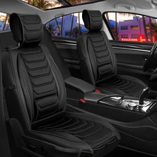 Castor Otomotiv Ford Puma Uyumlu Ön Arka 5 Li Set Miami Serisi Deri Oto Koltuk Kılıfı Tam Siyah Renk Cstr