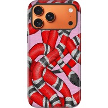 Senada iPhone 17 Pro Velvet Kılıf Lansman Içi Kadife Temalı Desenli Silikon Yılan Tasarım