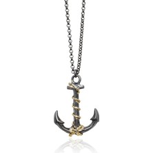 By Barun Denizci Gemi Çapası Düğümlü Erkek Model 925 Ayar Gümüş Kolye