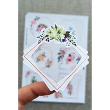 Kolbi Craft 12 Adet Suluboya Vintage Çerçeve Çiçek Sticker Bullet Journal Scrapbook Laptop Sticker