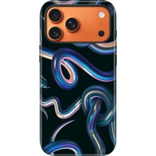 Senada iPhone 17 Pro Velvet Kılıf Lansman Içi Kadife Temalı Desenli Silikon Fosforlu Yılan