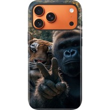 Senada iPhone 17 Pro Velvet Kılıf Lansman Içi Kadife Temalı Desenli Silikon Goril ve Kaplan