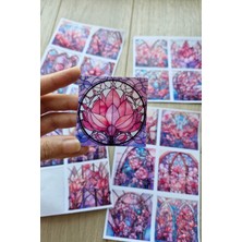 Kolbi Craft 20 Adet Vitray Pembe Sticker Seti Bullet Journal Laptop Termos Renkli Cam Kare Sticker