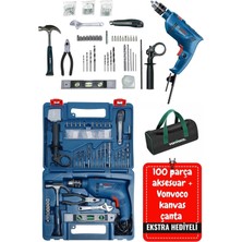 Bosch Gsb 600 Darbeli Matkap Mavi - Profesyonel 600W Delici Seti 100 Parça Hediye