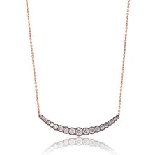 By Barun Yuvarlak Kolye Tektaş Model Zirkon Taşlı 925 Ayar Gümüş Zincir Kolye