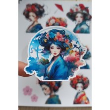 Kolbi Craft 10 Adet Japon Sticker Bullet Journal Scrapbook Laptop Sticker Geisha Kadın