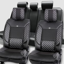 Castor Otomotiv Renault Latitude Uyumlu Ön Arka 5 Li Set Barosa Serisi Deri Oto Koltuk Kılıfı Siyah Beyaz Renk Cstr