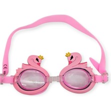 Happy Junior Çocuk Yüzücü Gözlüğü Silikon Taşıma Çantalı Pembe Kuğu - 9014