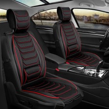 Castor Otomotiv Jeep Grand Cheroke Yeni Uyumlu Ön Arka 5 Li Set Milano Serisi Deri Oto Koltuk Kılıfı Siyah Kırmızı Renk Cstr