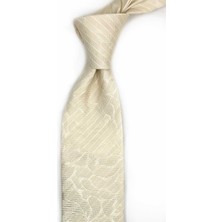 Kravatkolik Colombino Style Bej Motif Desen Italyan Ipek Kravat İK2265