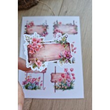 Kolbi Craft 6 Adet Tabela Temalı Sticker Bullet Journal Scrapbook Laptop Sticker Çiçek Tabela Lale