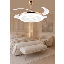 Alvina Aydınlatma Tavan Vantilatörü Pervaneli Avize Kumandalı Açılır-Kapanır Gizlinebilir Kanat Üç Işık Renk CAP108 cm