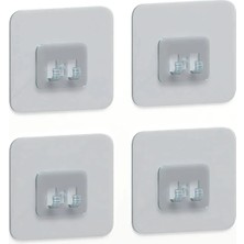 Tasarım Evi 7x7 cm Süper Güçlü Yapışkanlı Banyo Askısı Yedek 4 Adet Sticker Raf Tutucu Askı