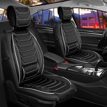 Castor Otomotiv Skoda Fabia Uyumlu Ön Arka 5 Li Set Miami Serisi Deri Oto Koltuk Kılıfı Siyah Beyaz Renk Cstr