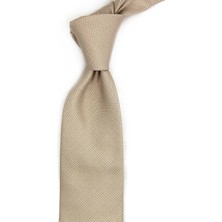 Kravatkolik Scuole Style Bej Nokta Desen Italyan Ipek Kravat İK2292