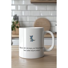 YasBey Design Mizahi Yazılı Sevimli Tasarımlı 330ML Baskılı Beyaz Seramik Kupa Bardak