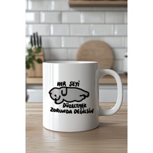 YasBey Design Mizahi Yazılı Sevimli Tasarımlı 330ML Baskılı Beyaz Seramik Kupa Bardak