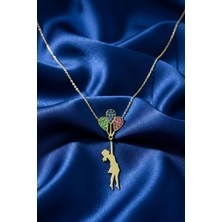 By Barun Balon Tutan Kız Kolye 925 Ayar Gümüş