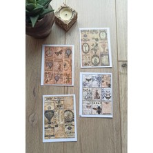 Kolbi Craft 36 Adet 4 Parça Scrapbook Sticker Seti Bullet Journal Sticker Vintage Kare Sticker