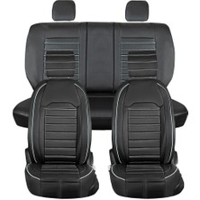 Castor Otomotiv Citroen C4 Grand Picasso Uyumlu Ön Arka 5 Li Set Kuveyt Serisi Deri Oto Koltuk Kılıfı Siyah Beyaz Renk Cstr