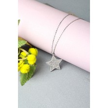 By Barun Yıldız Kolye 925 Ayar Kolye Zincir Zirkon Taşlı Kolye