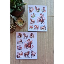 Kolbi Craft 2 Sayfa 18 Adet At Sticker Çiçek Kovboy Kız Sticker Vintage Sticker