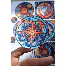 Kolbi Craft 20 Adet Vitray Sticker Seti Bullet Journal Laptop Termos Scrapbook Renkli Cam Yuvarlak Kare Sticker