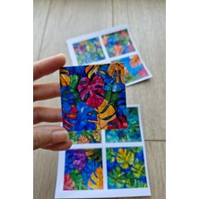 Kolbi Craft 8 Adet Vitray Deve Tabanı Sticker Seti Bullet Journal Laptop Termos Renkli Cam Kare Sticker Monstera