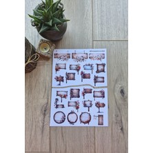 Kolbi Craft 2 Sayfa 23 Adet Çiçekli Tabela  Sticker Seti Ahlap Çiçekli Tabela Sticker Vintage Sticker