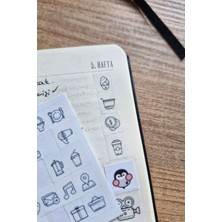 Kolbi Craft 4 Parça 129 Adet Şeffaf Ikon Sticker Seti Bullet Journal Ajanda Günlük Planlayıcı Kare Sticker