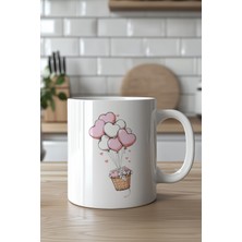 YasBey Design Sevimli Aşk Temalı 330ML Baskılı Beyaz Seramik Kupa Bardak