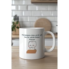 YasBey Design Mizahi Yazılı Sevimli Tasarımlı 330ML Baskılı Beyaz Seramik Kupa Bardak